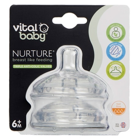 Vital Baby Nurture Fast Flow Flasknipplar - 2 st
