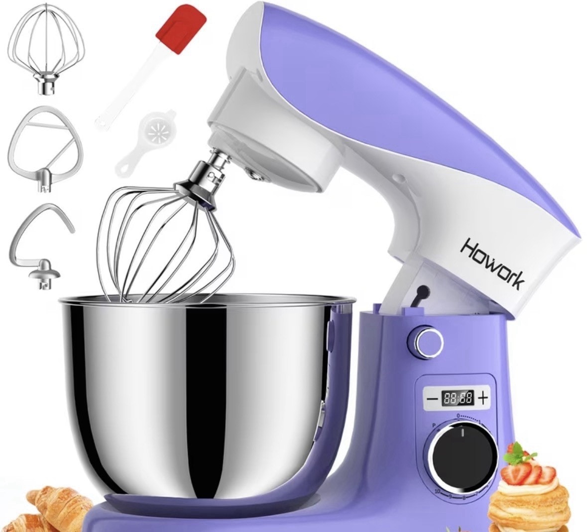 HOWORK Stand Mixer, 5L 10 Speeds Tilt-Head Electric Stand Mixer, 3-In-1 Kitchen