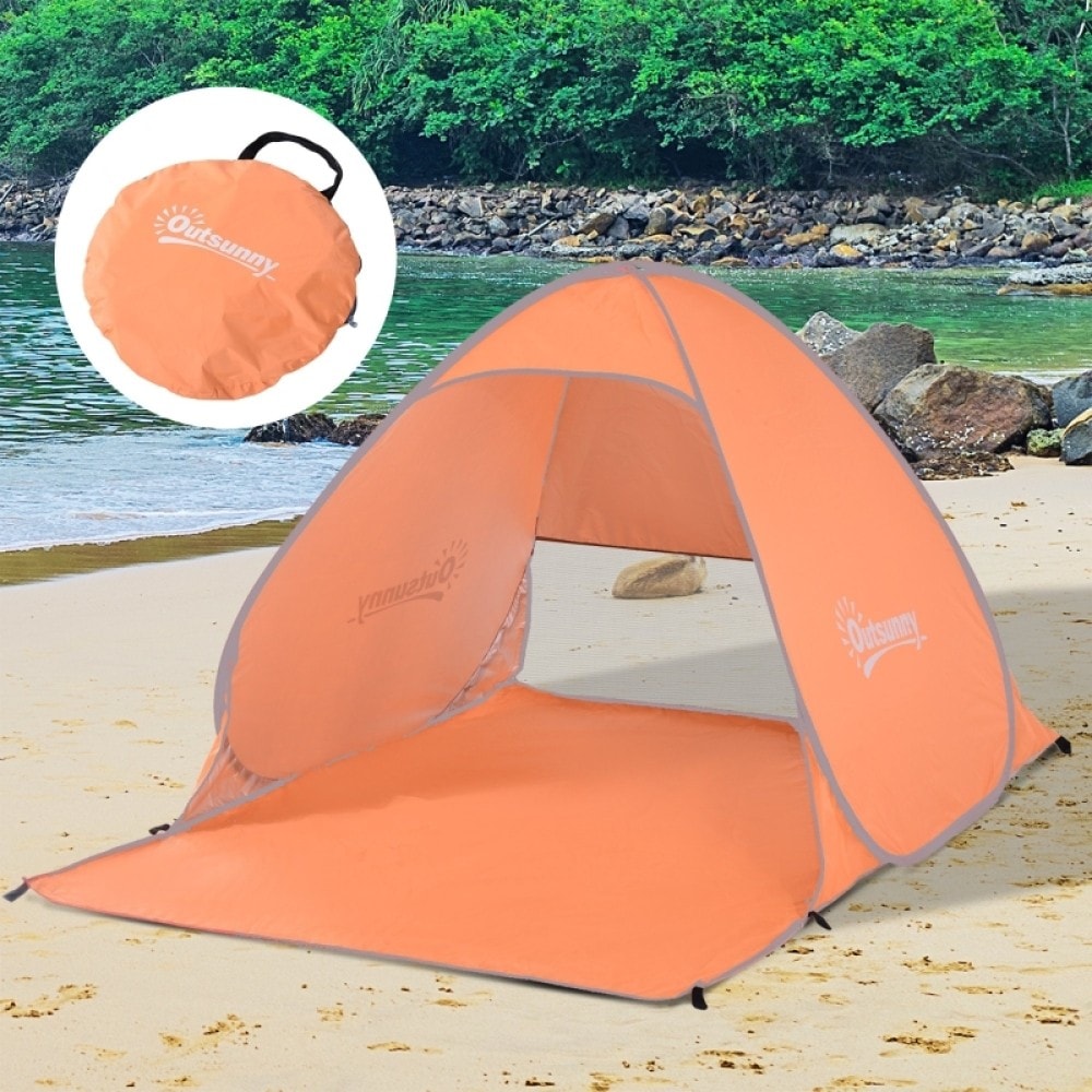 2 Person Pop Up Tent UV Shelter Shade-Orange portable Game tent with bag