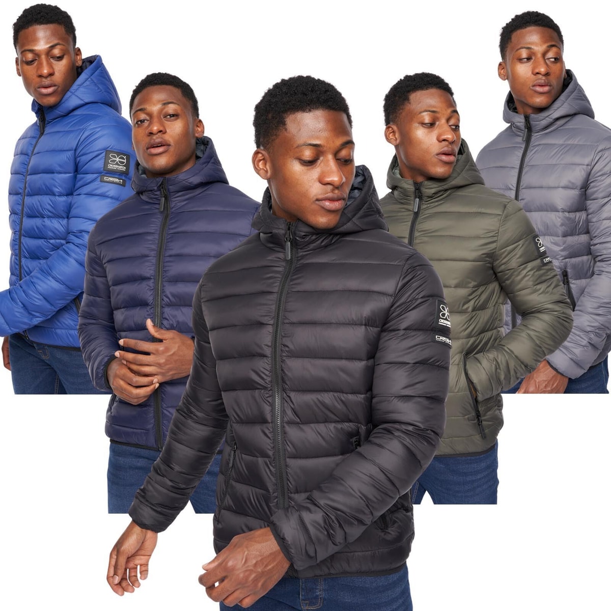 CROSSHATCH Mens Shower Resistant Lightweight Hooded Padded Winter Jacket Coat