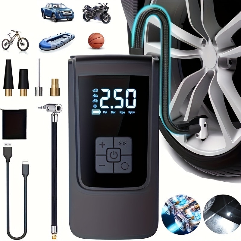 150 PSI LED Cordless Electric Bike & Car Tyre Pump with Digital Pressure Gauge