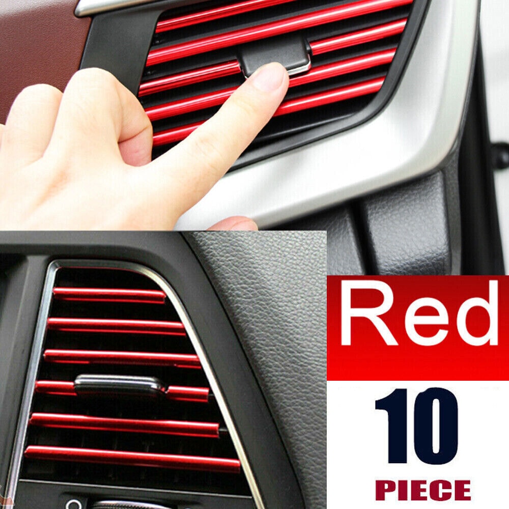 20cm Car Accessories Air Conditioner Outlet Decoration Strips Trim Red Universal
