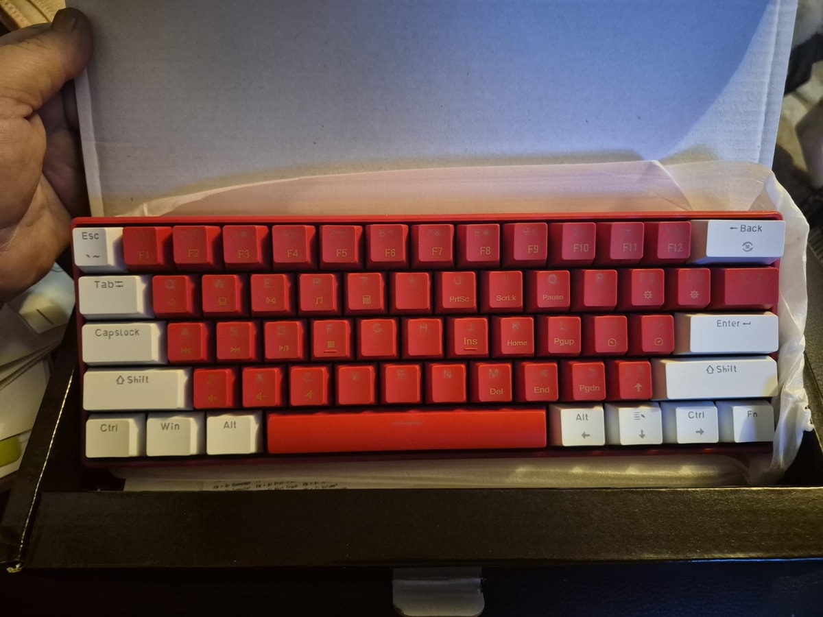 60% Mechanical Gaming Keyboard RGB USB-C Wired Red White Compact Mini Keyboard