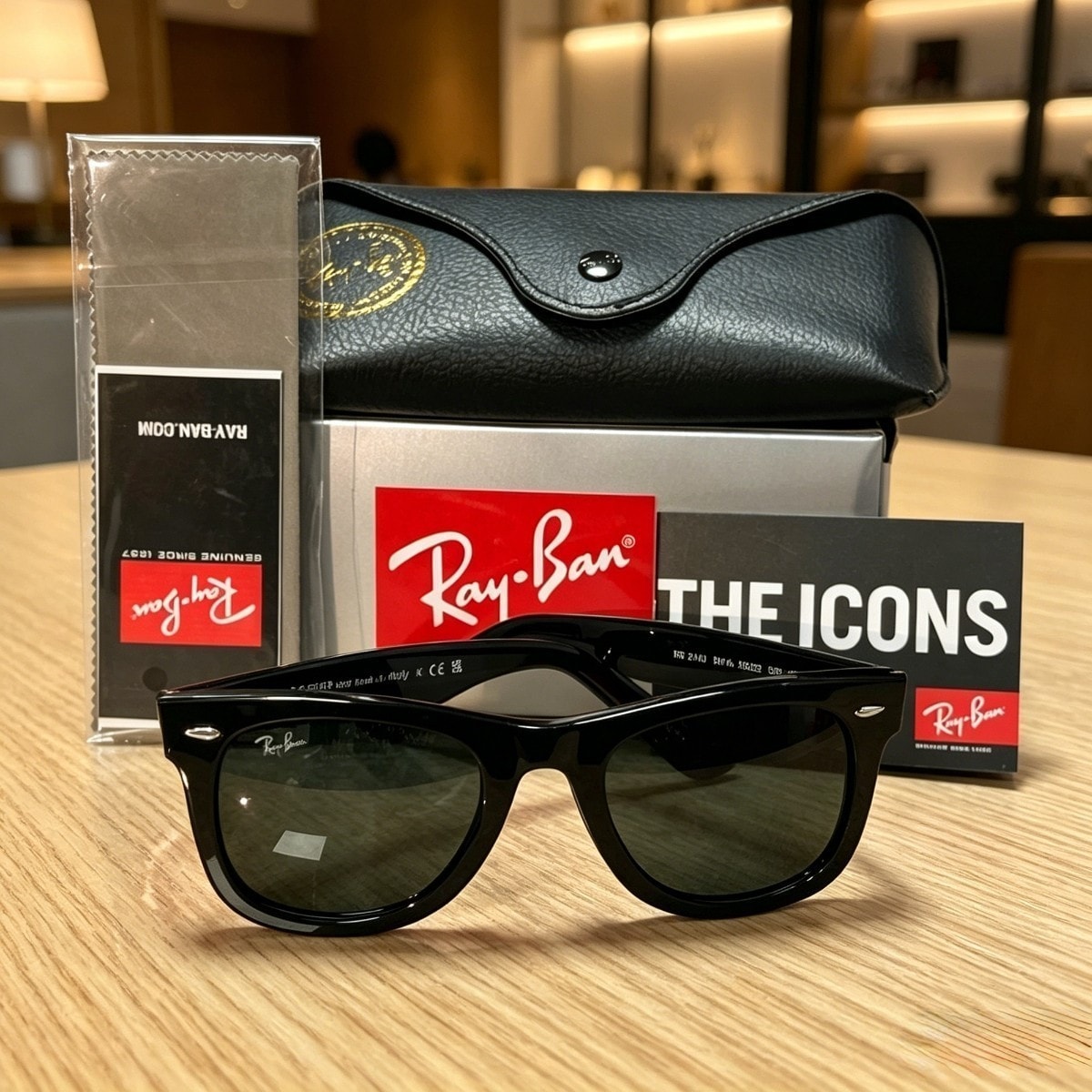 Ray-Ban RB2140 Wayfarer Classic Sunglasses Sunglass Black Frame Gray Lens 50mm