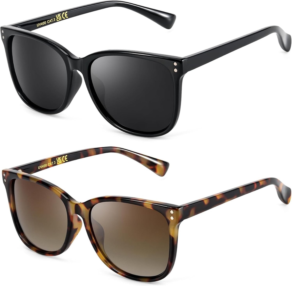 Myiaur 2 Pack Polarised Sunglasses for Women UV400 Protection | Anti Glare Lens,