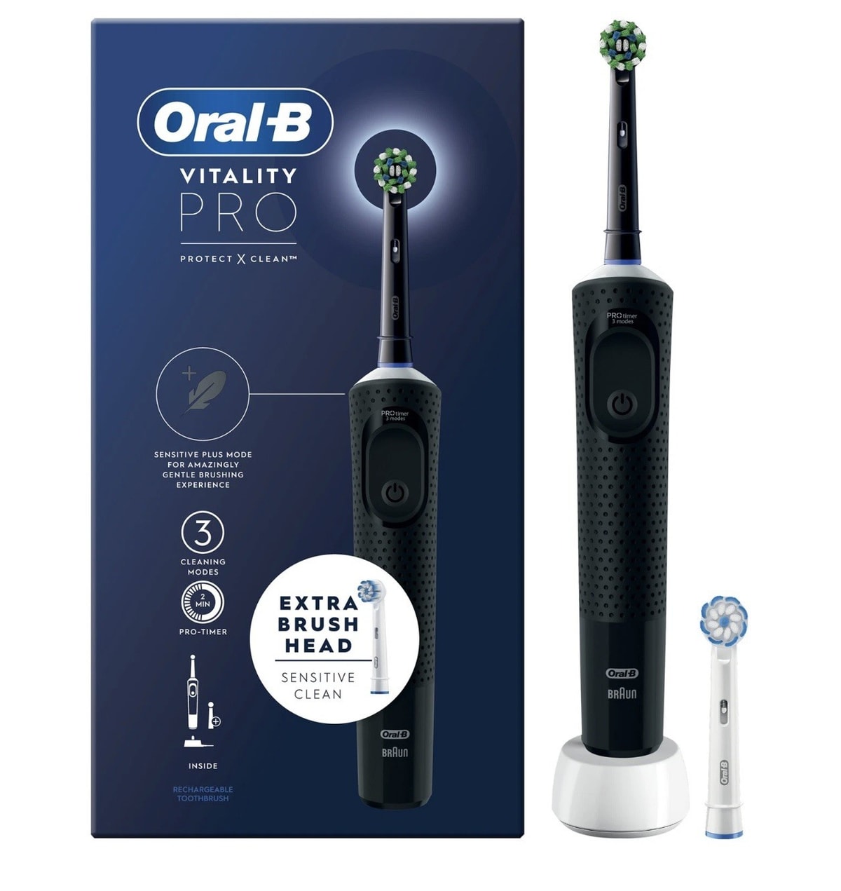 Oral-B Braun Vitality Pro Electric Toothbrush Deep Clean Black Rechargeable