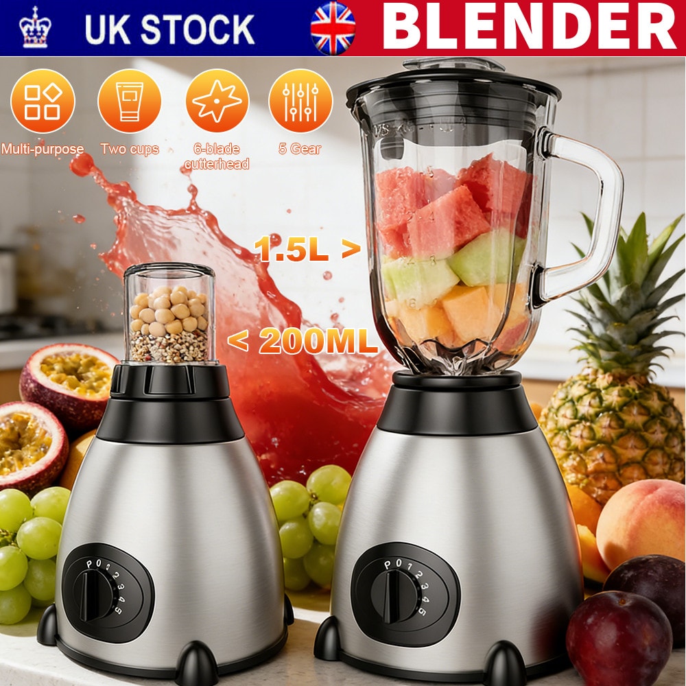 2in1 Juicer Blender Glass Fruit Grinder Smoothie Maker Food Processor Crusher UK