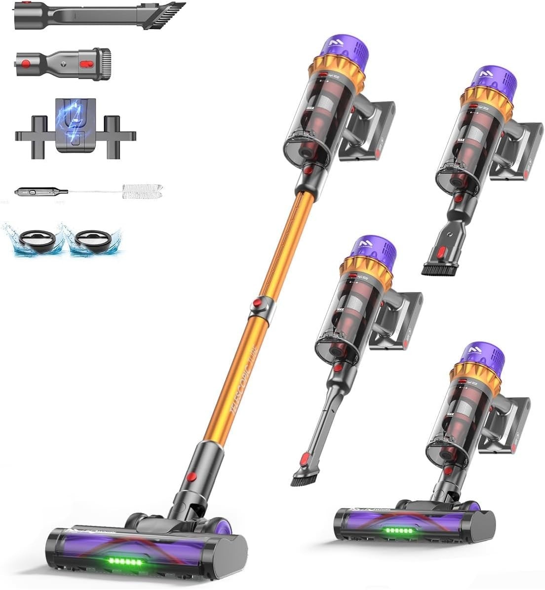 Cordless Vacuum Cleaner 80Min/50Kpa/550W Anti Tangle Pet Hair LED Stick UK HEPA+