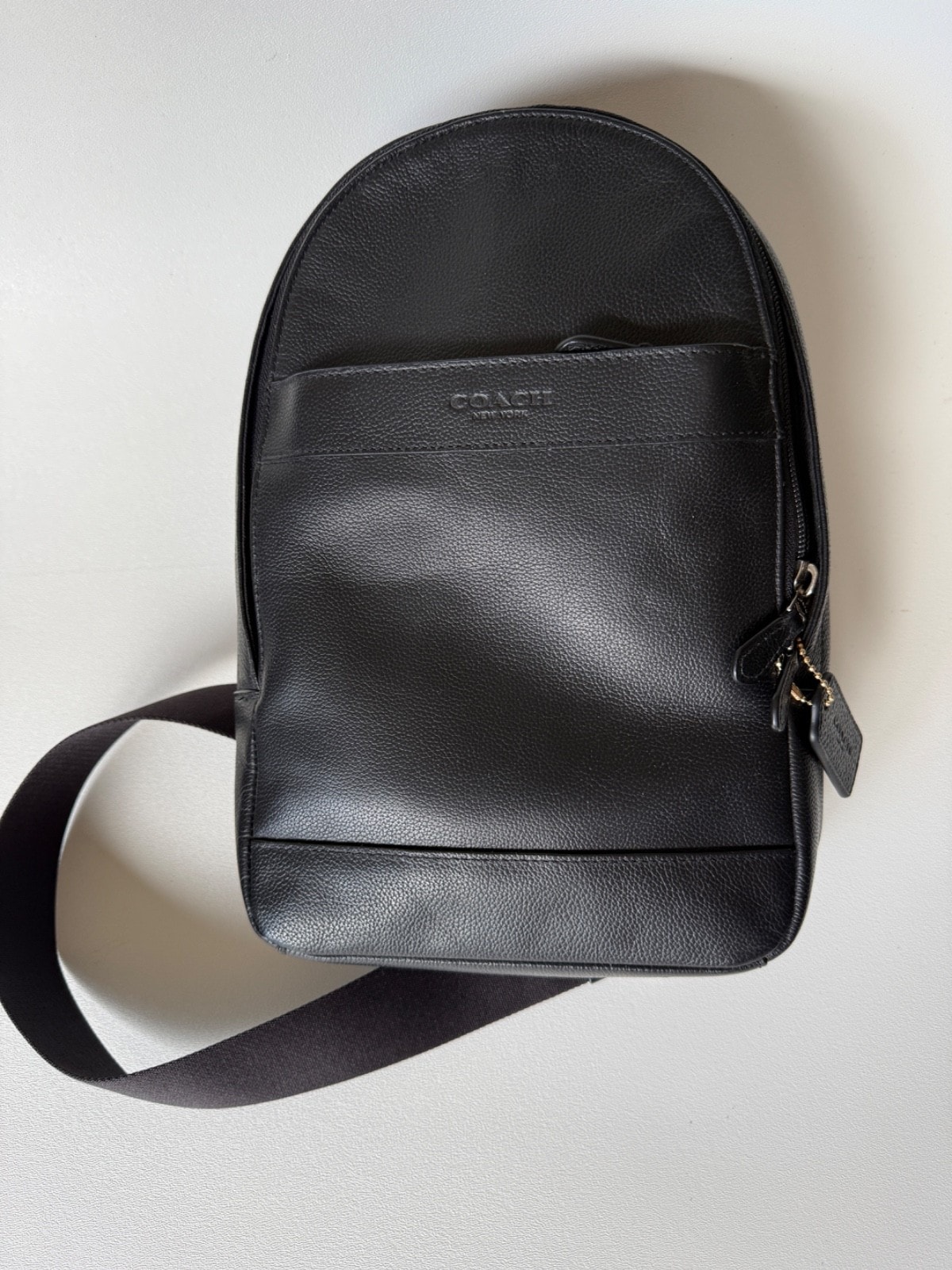 Coach Mens Leather Shoulder Crossbody Bag Charles Pack Backpack Black F54770