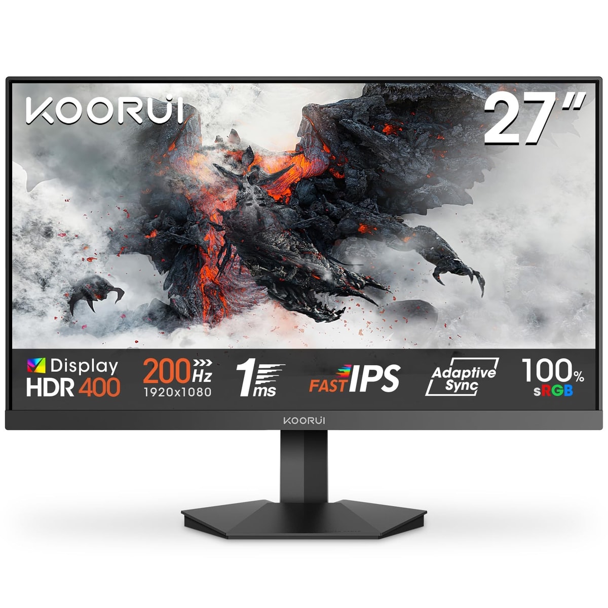 KOORUI G2711P 27in FHD 200Hz Fast IPS Gaming Monitor 1ms HDMI/DP