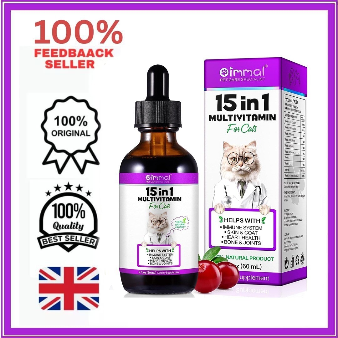 100% Natural Liquid 15 in 1 Multivitamin Drops Health Supplements for cats