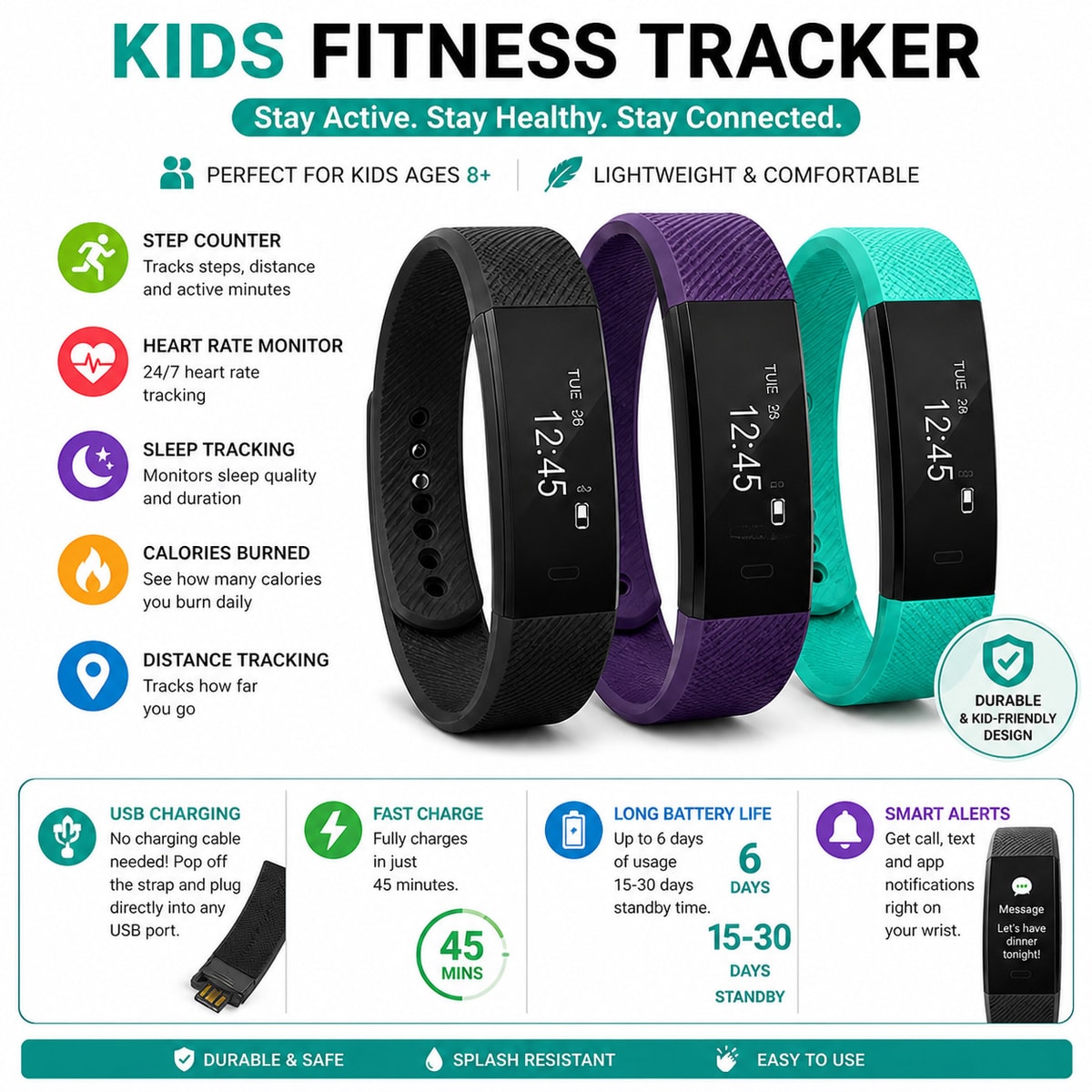 Kids Smart Watch alarm GPS Tracker SOS Call Phone Watches For Boys Girls Gift