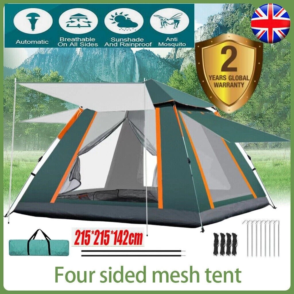 🔥4-5Person Man Family Tent Automatic Instant Pop Up Tent Camping Easy Set Up UK