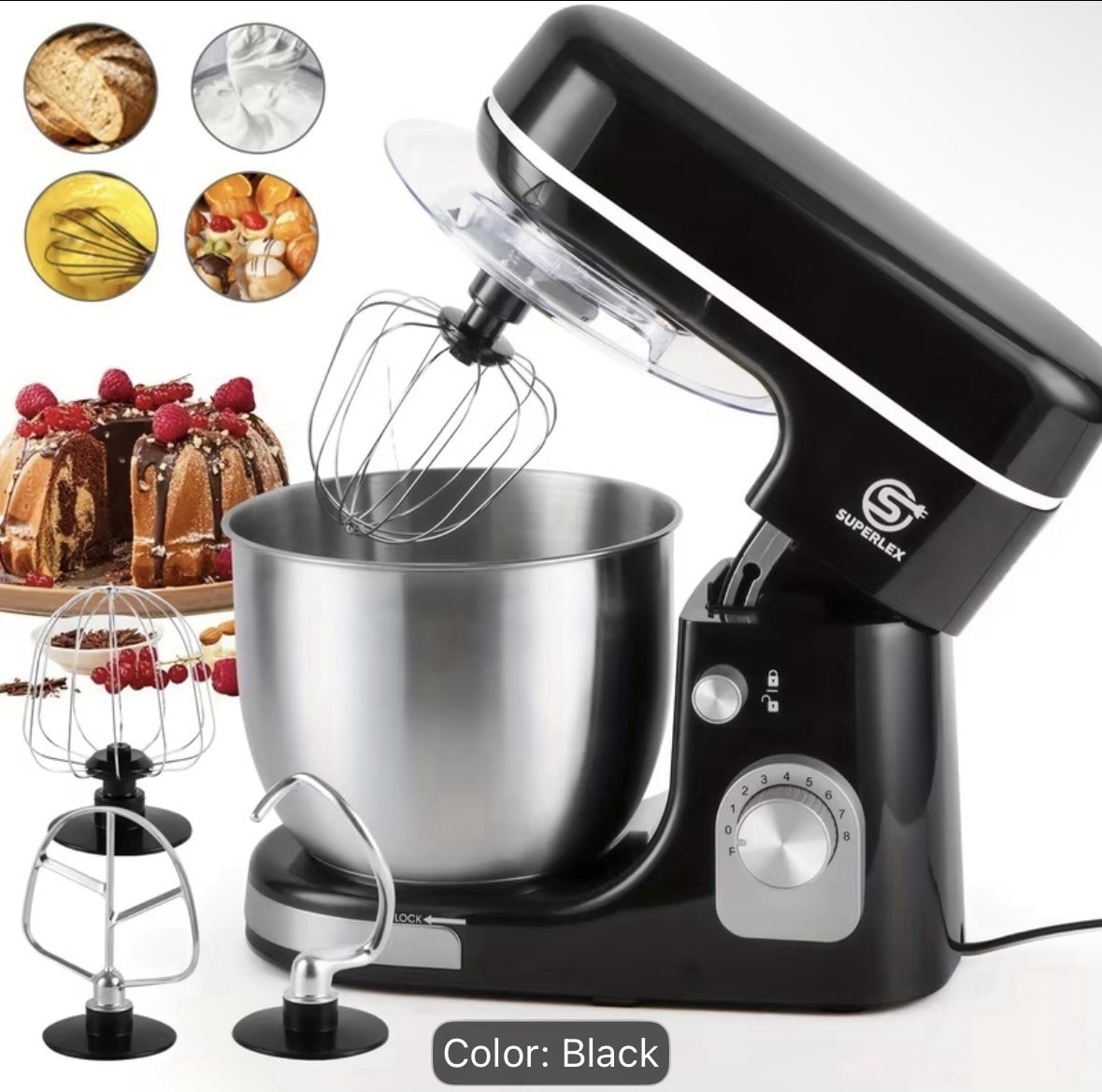SUPERLEX 3-in-1 Stand Mixer 5L with 8 Speeds, Kitchen Machine