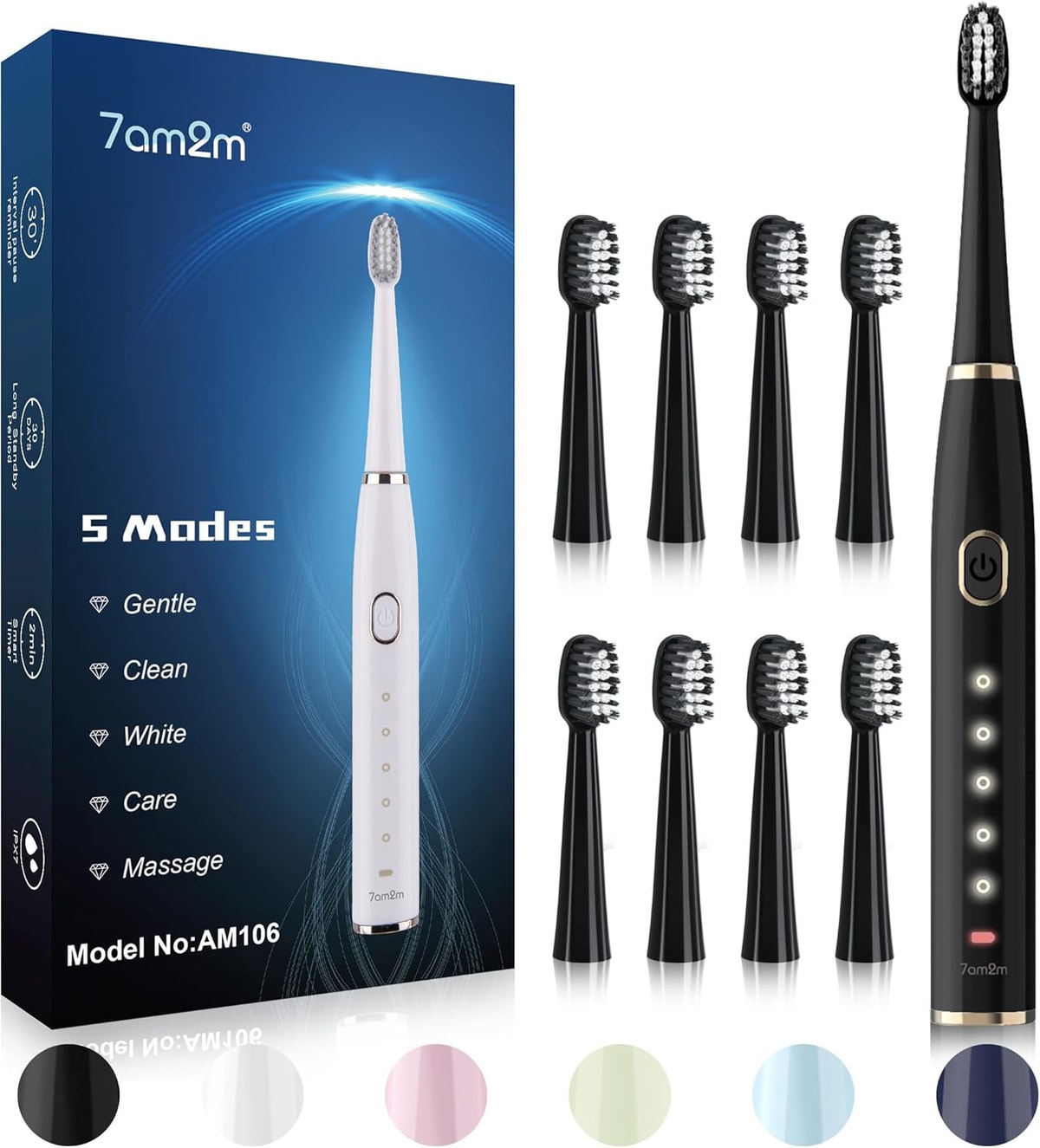 7AM2M Sonic Electric Toothbrush for Adults and Kids- High Power Rechargeable Too