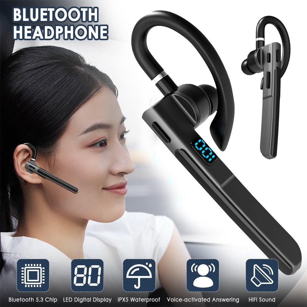 Trucker Wireless Headset Bluetooth 5.3 Earpiece Headphones HiFi Noise Cancelling