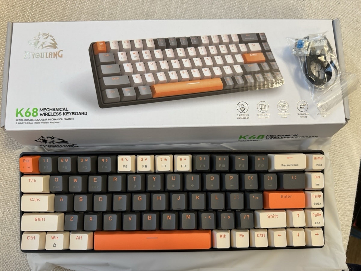 Ziyoulang K68 Wireless Mechanical Gaming Keyboard Bluetooth 5.0 / 2.4Ghz K68
