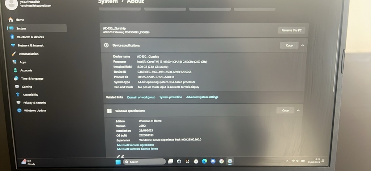 ASUS TUF F15 gaming laptop