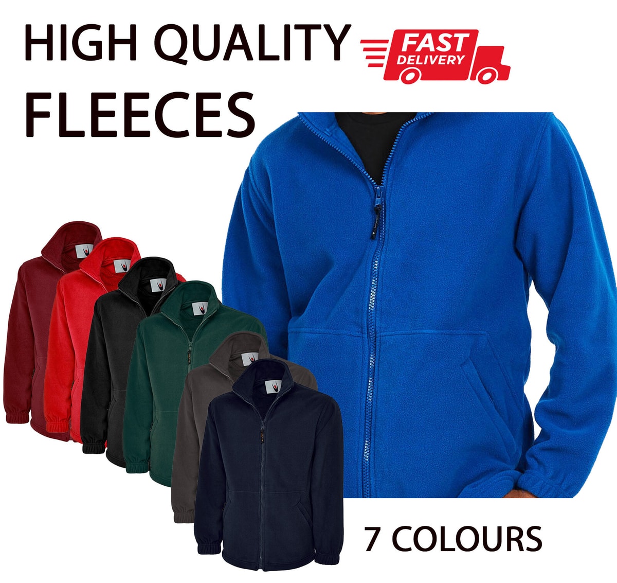PLAIN NO TEXT Classic FLEECE Jacket Full Zip Work Wear Warm Winter Clothing