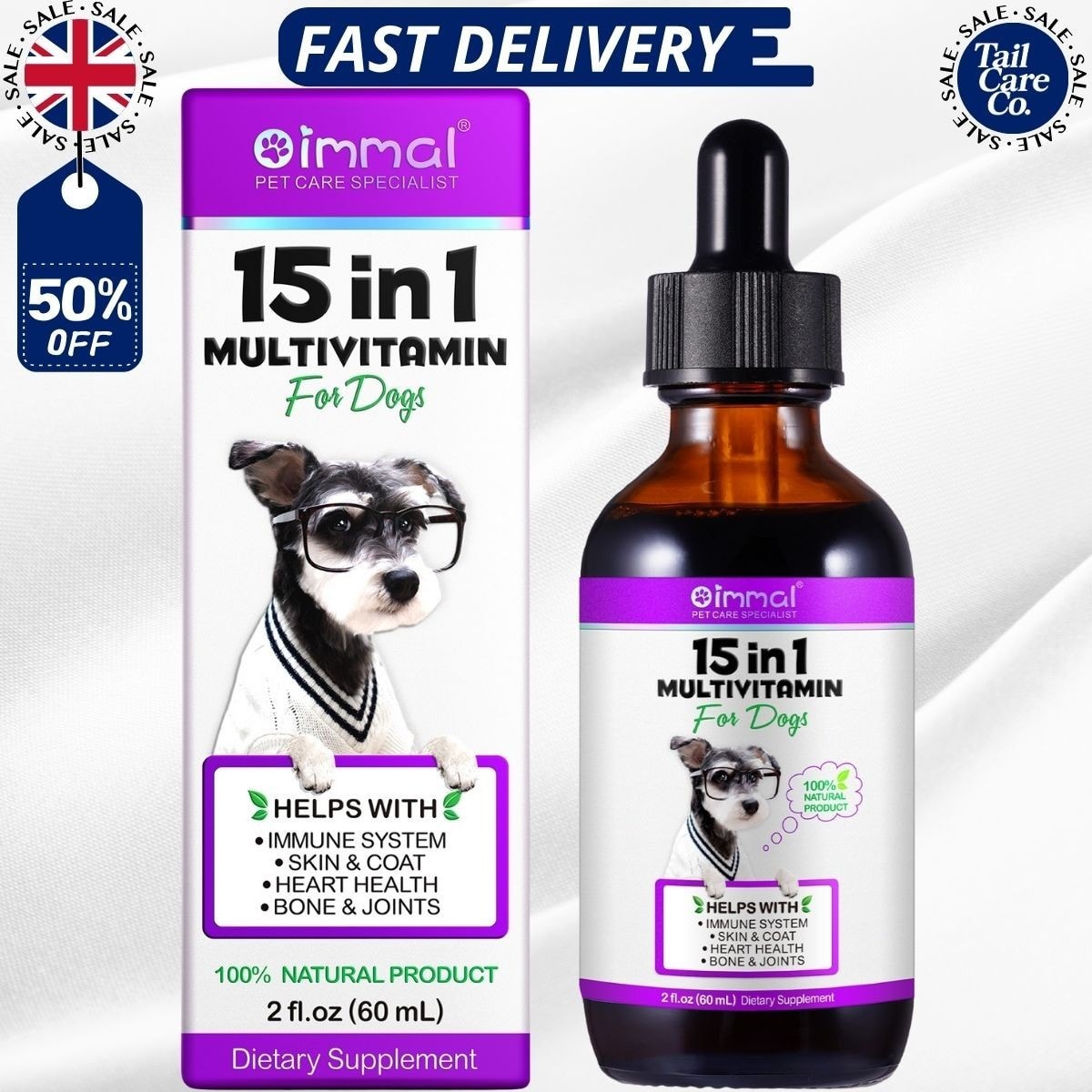 15 in 1 Dog Multivitamin Drops | Liquid Vitamins for Puppies & Adult Dogs