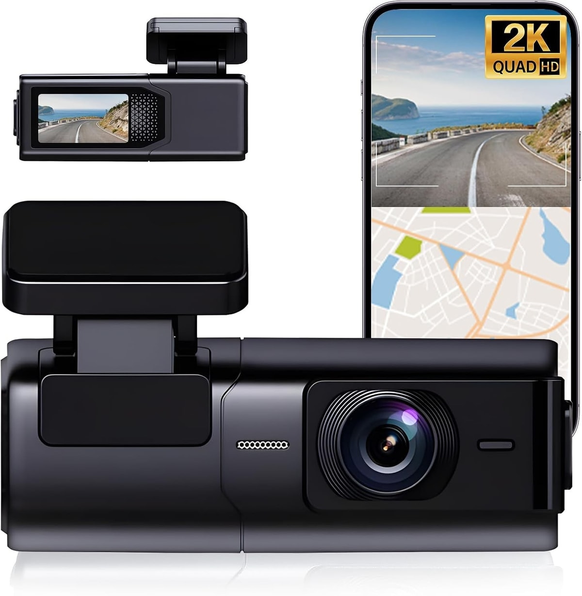HD Dash Cam Front with 64GB SD Card & Wireless APP,Dual Car Camera Dash Cam with