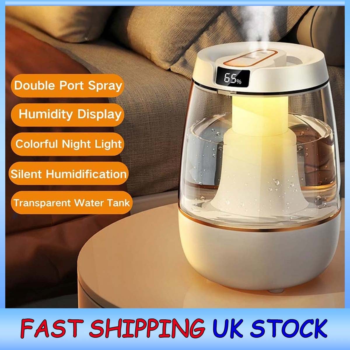3L Air Humidifier for Bedroom Ultra-Quiet Cool Mist Humidifier 20Db Night Light