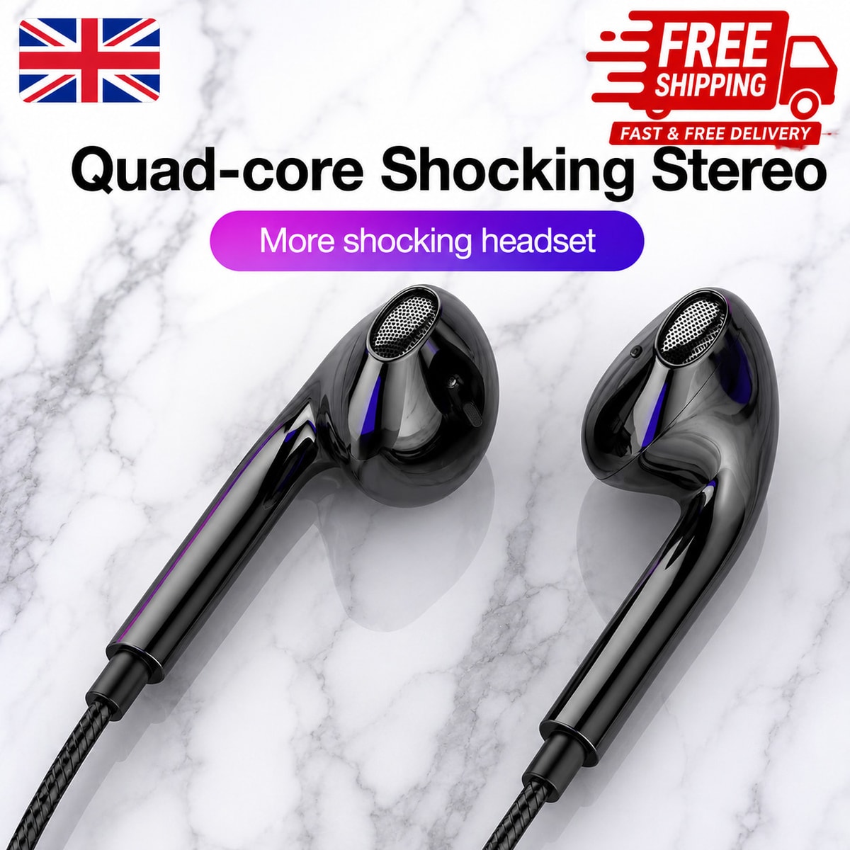 Earphones Wired Headphones In Ear High Definition Deep Bass 3.5mm AUX Jack Black