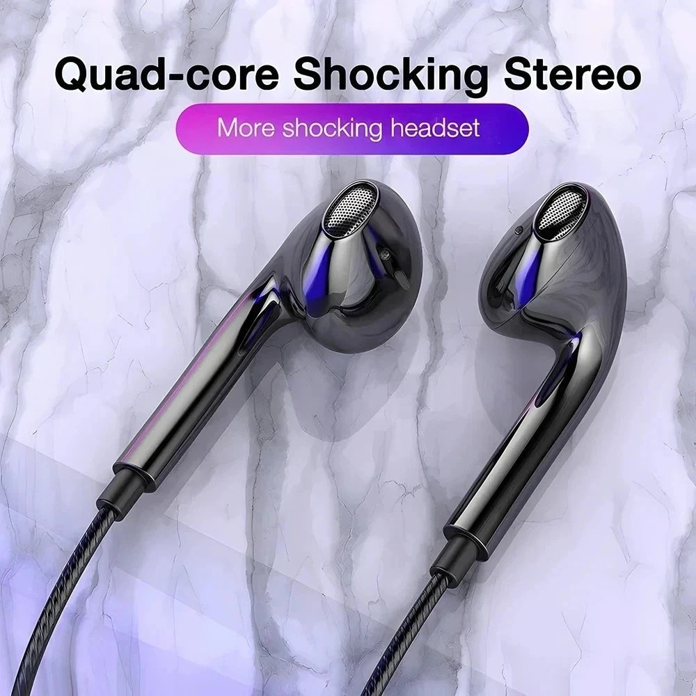 Earphones Wired Headphones In Ear High Definition Deep Bass 3.5mm AUX Jack Black