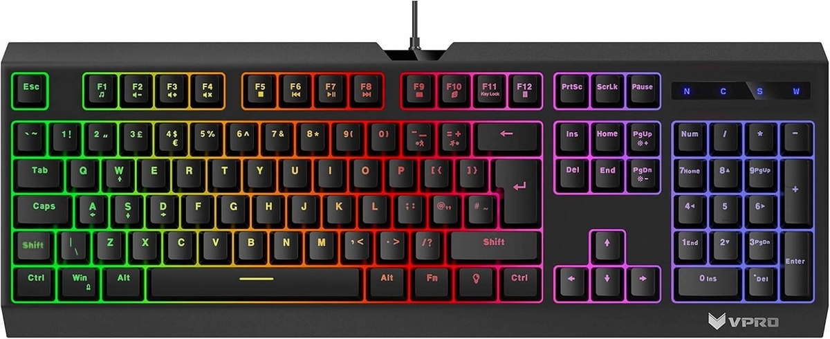 RGB LED Gaming Keyboard USB Wired 7 Color Illuminated Backlit PC PS4 PS5 XBOX UK