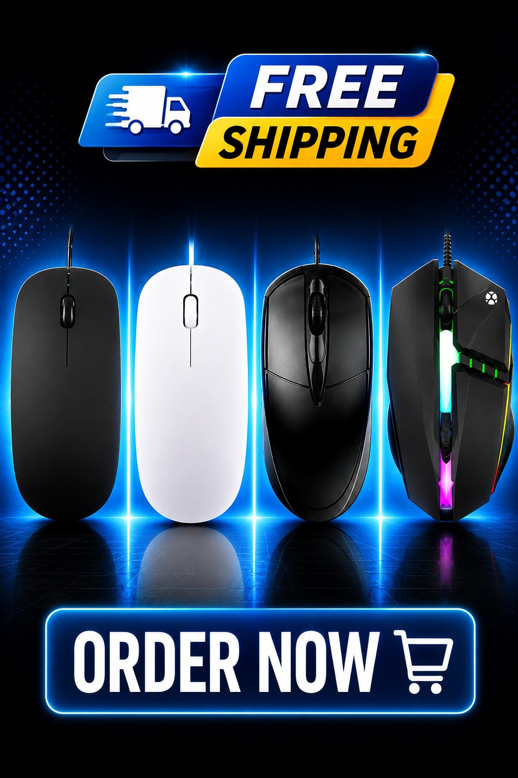USB Wired Gaming Mouse LED Optical 1200 DPI 3 Button Ergonomic for PC Laptop