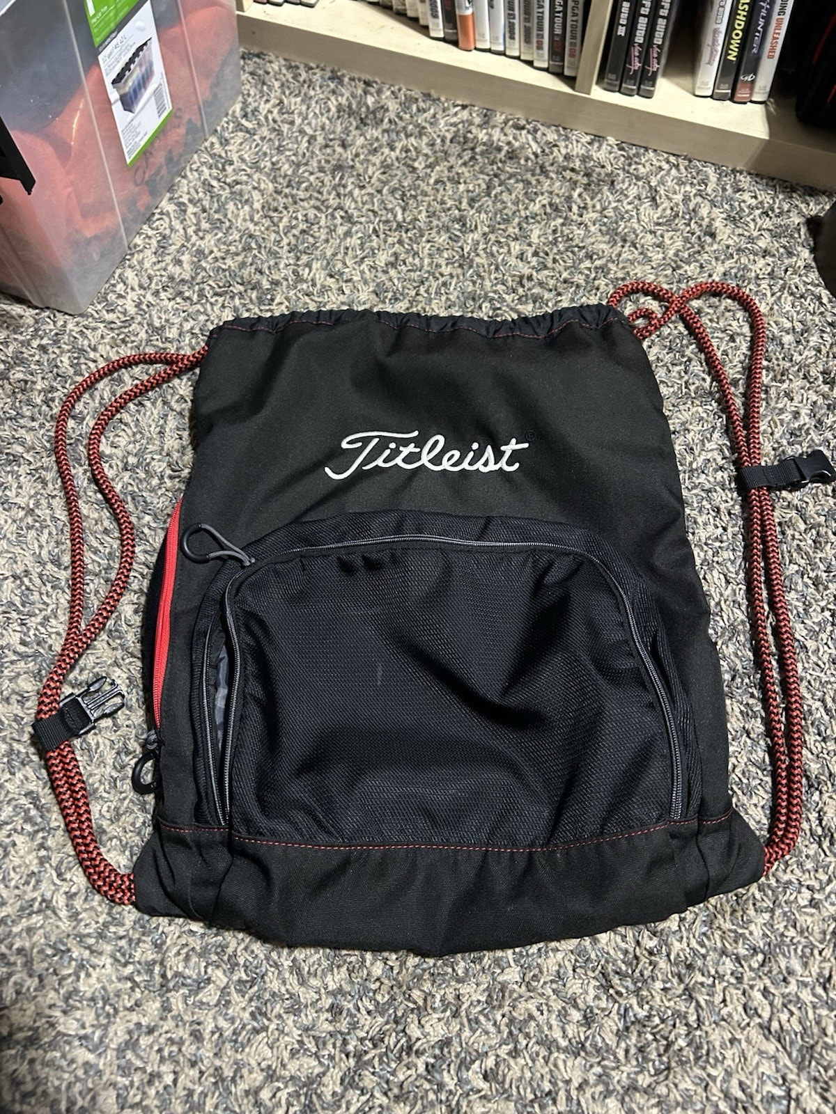 Titleist Drawstring Cinch Backpack Black with White Logo