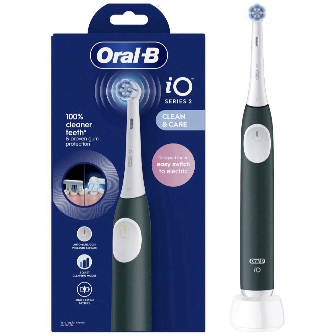 Oral-B iO Series 2 Rechargeable Electric Clean & Care 3 Modes Toothbrush | Green