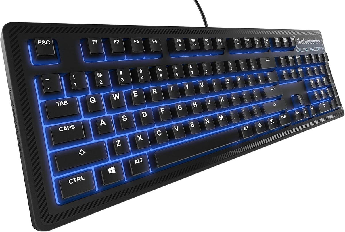 SteelSeries Apex 100 Gaming Keyboard Blue LED Tactile & Silent Splash Resistant