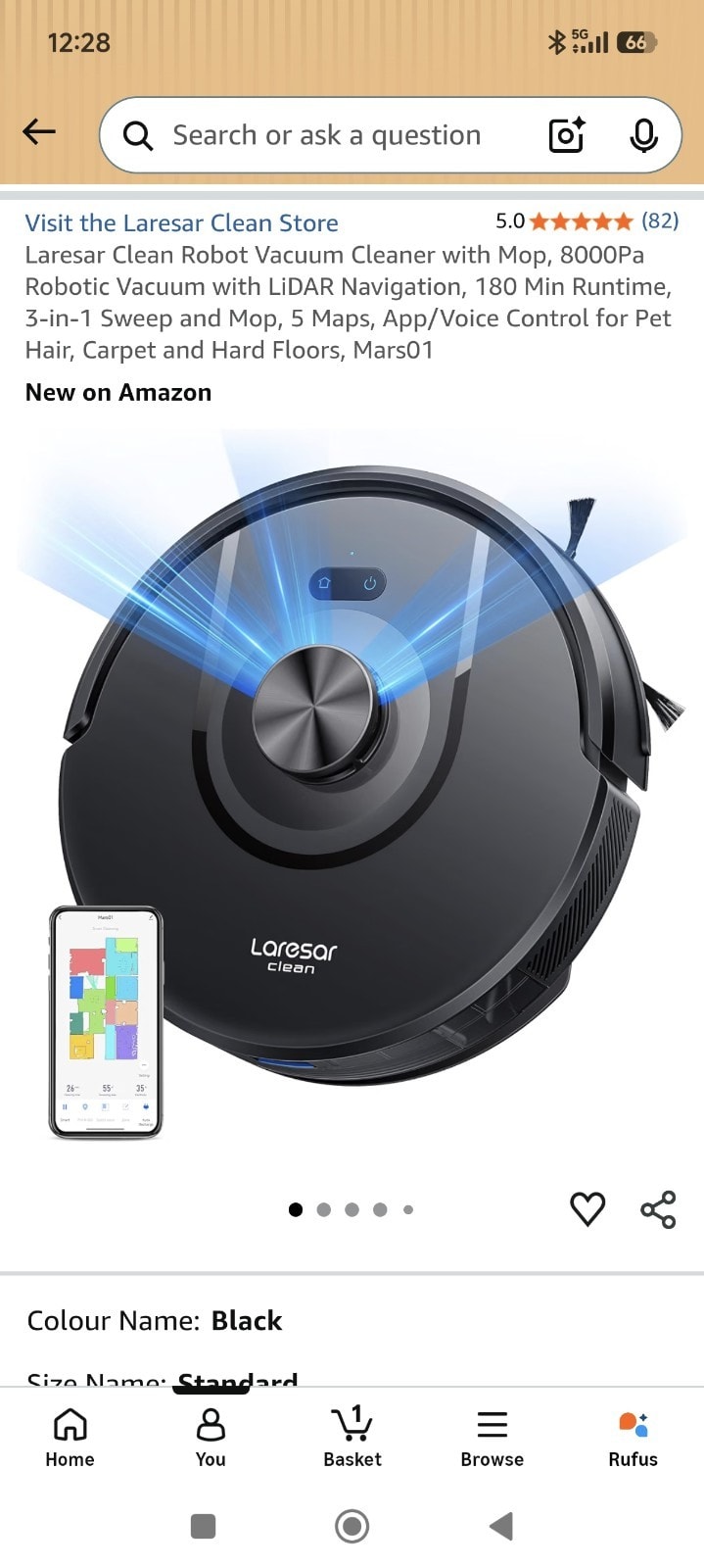 Laresar Clean Robot Vacuum and Mop, 8000Pa Suction, 180Min Runtime, Robotic Vacu