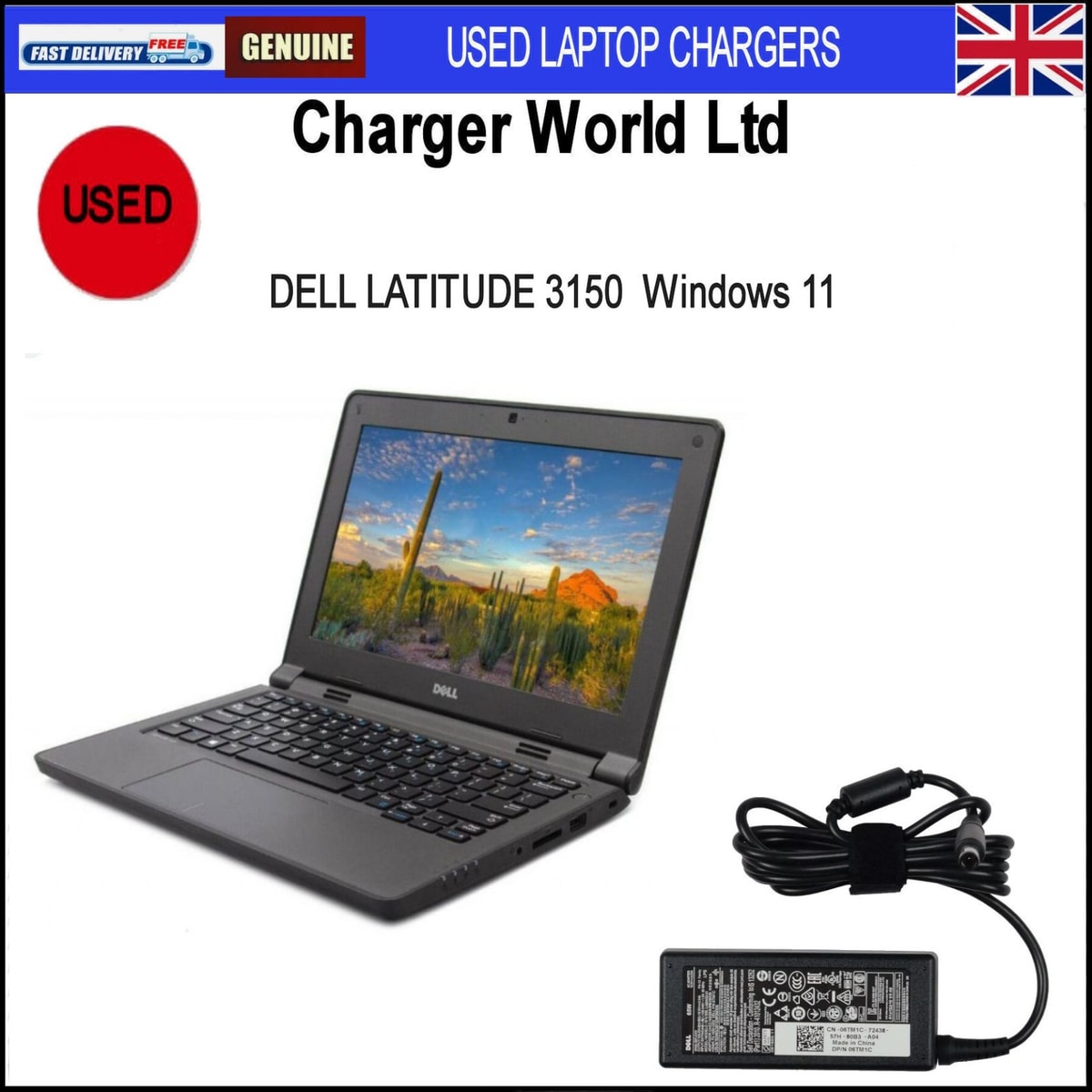 Dell Latitude 3150 laptop 128 ssd with windows 11 + charger & Lead