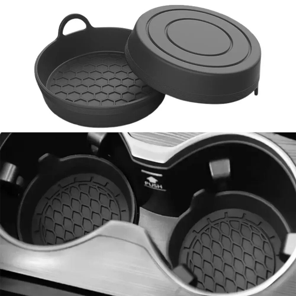 Car Cup Holder Insert Anti-Slip Coaster Silicone Mat Black Vehicle Accessories