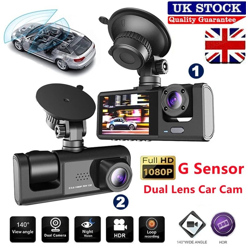 1080P G-Sensor Car Dash Cam Recorder Dual Lens DVR Camera Video Night Vision UK