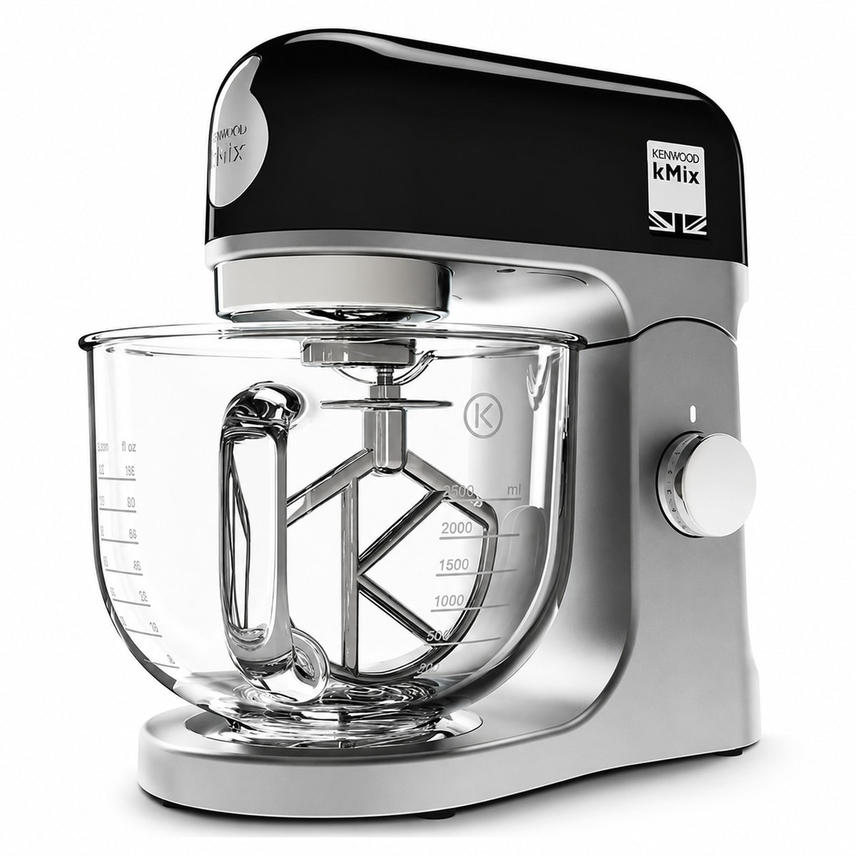 Kenwood KMX754BK kMix Stand Mixer Black 5L Glass Bowl 1000W 6 Speed