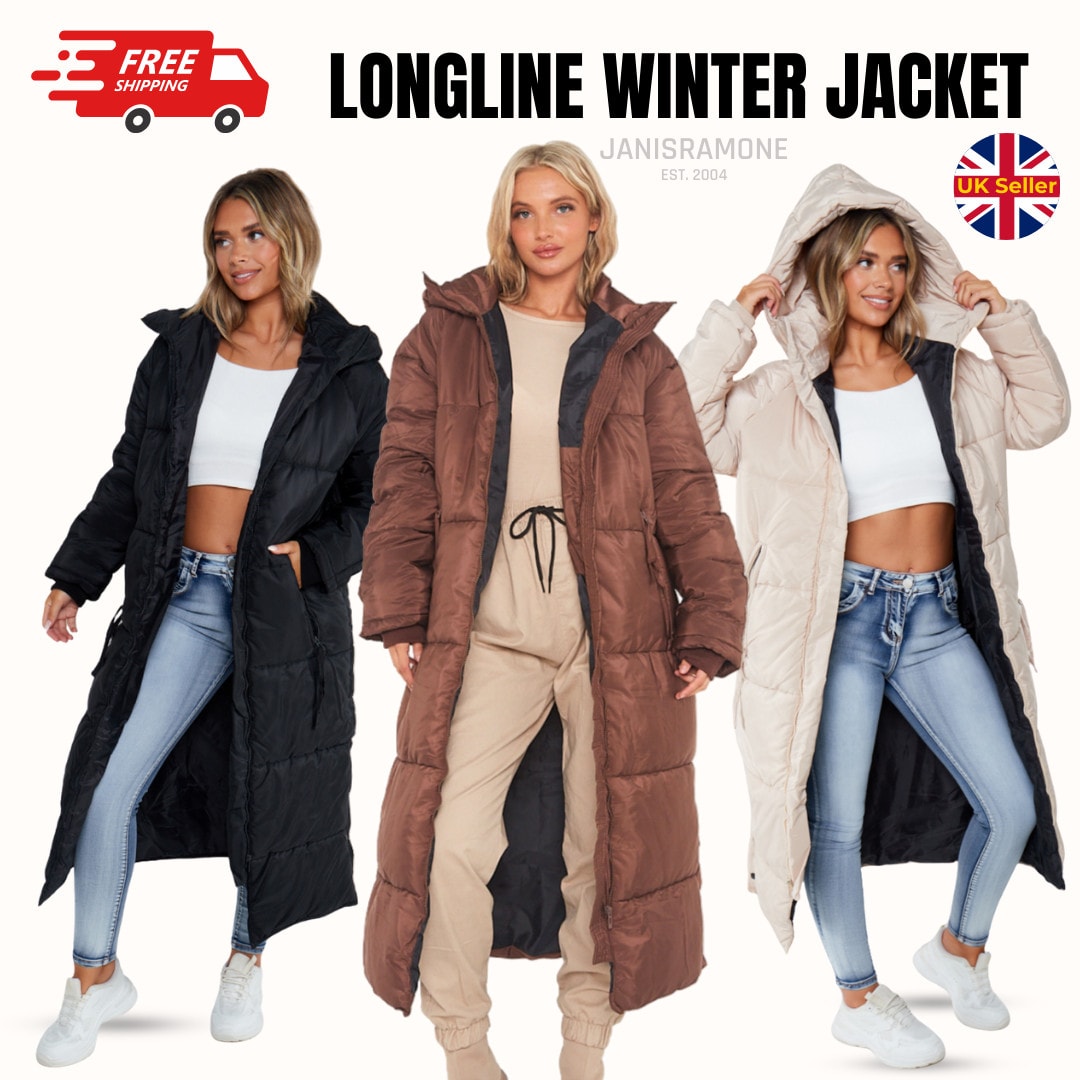 Womens Maxi Longline Coat Puffer Padded Warm Hooded Oversized Long Winter Jacket