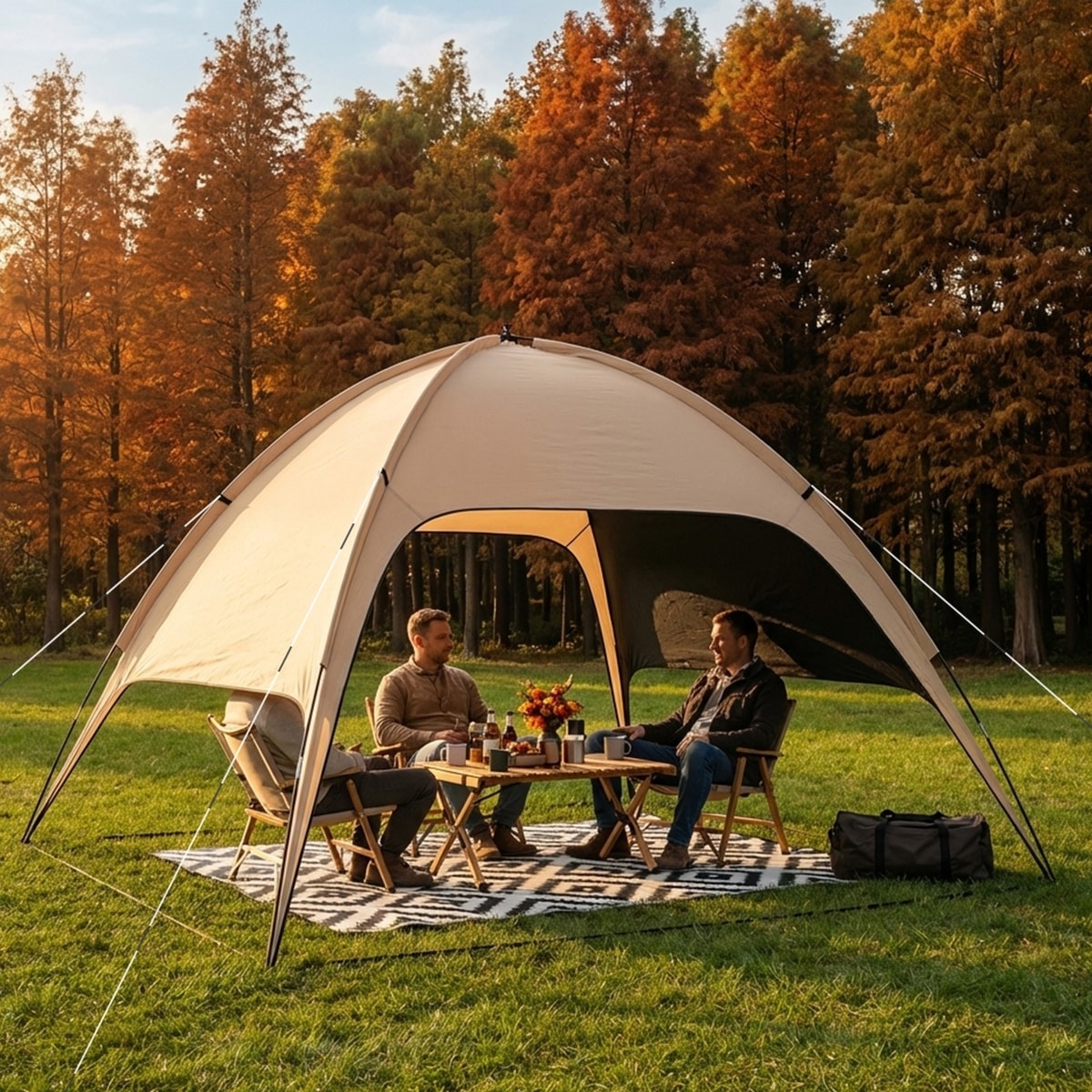 Camping Canopy Tent, Outdoor Sun Shelter with Poles, Ground Pegs and Ropes