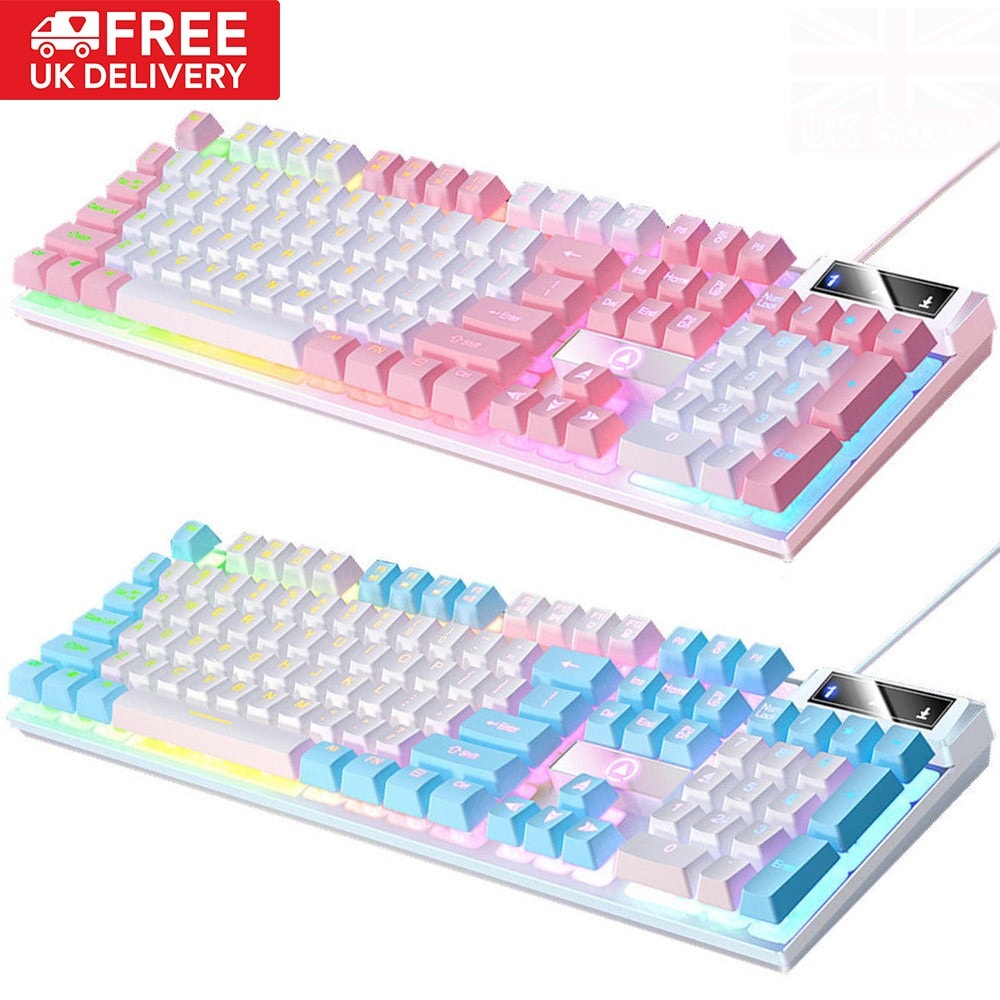 LED Gaming Keyboard 104 Keys Wired USB Backlight Gamer Keypad For PC Laptop UK