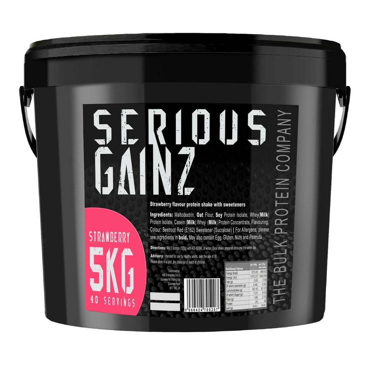 Serious Gainz Weight Gainer 5kg Muscle Mass Gain Protein Powder Shake Strawberry