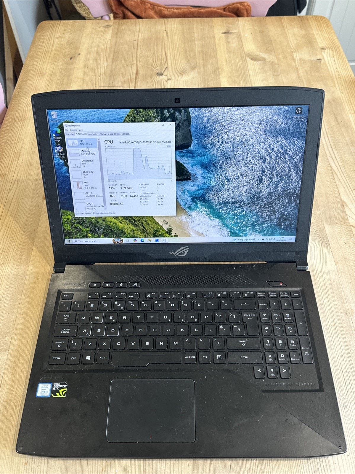 ASUS ROG Strix GL503V Gaming Laptop i5/GTX1050/8GB/128 SSD 1TB HDD - Serviced