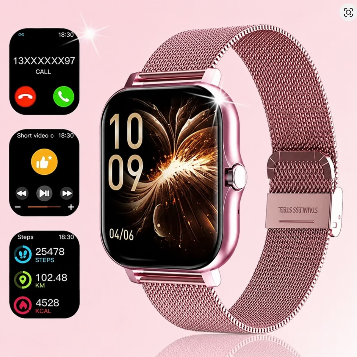 Smart Watch Women Fitness Tracker: Lady Smartwatch for Android IOS Phone IP67