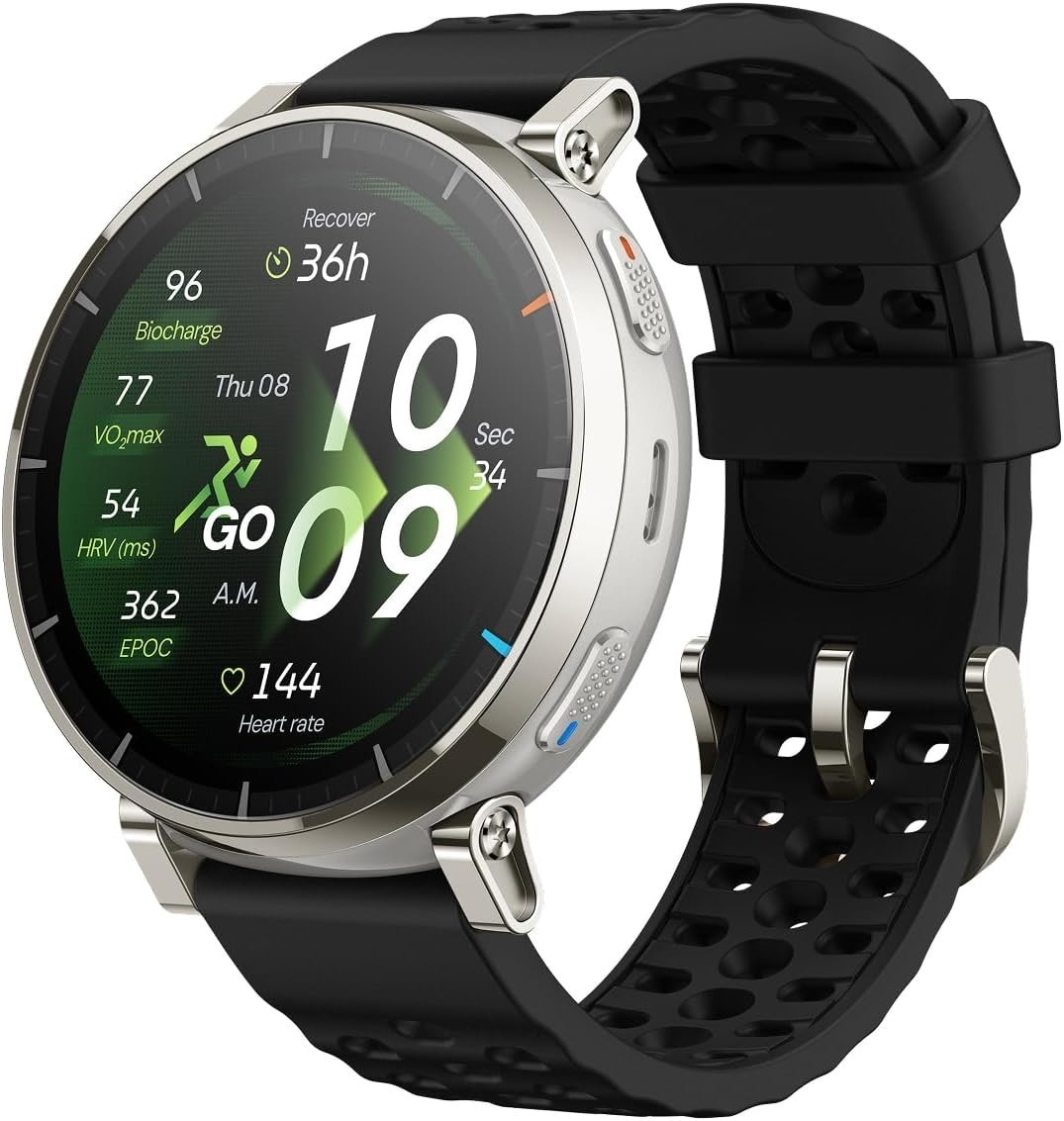 Amazfit Active 3 Premium GPS Running Smart Watch 45mm, 1.32" AMOLED Sapphire Dis