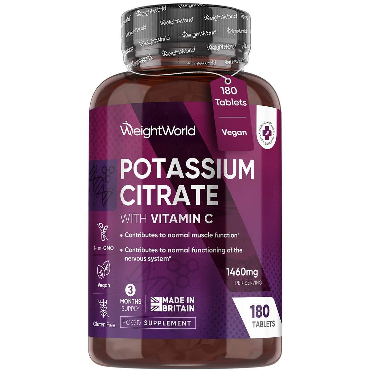 Potassium Citrate 180 tablets 1460mg for Blood Pressure High Strength Supplement