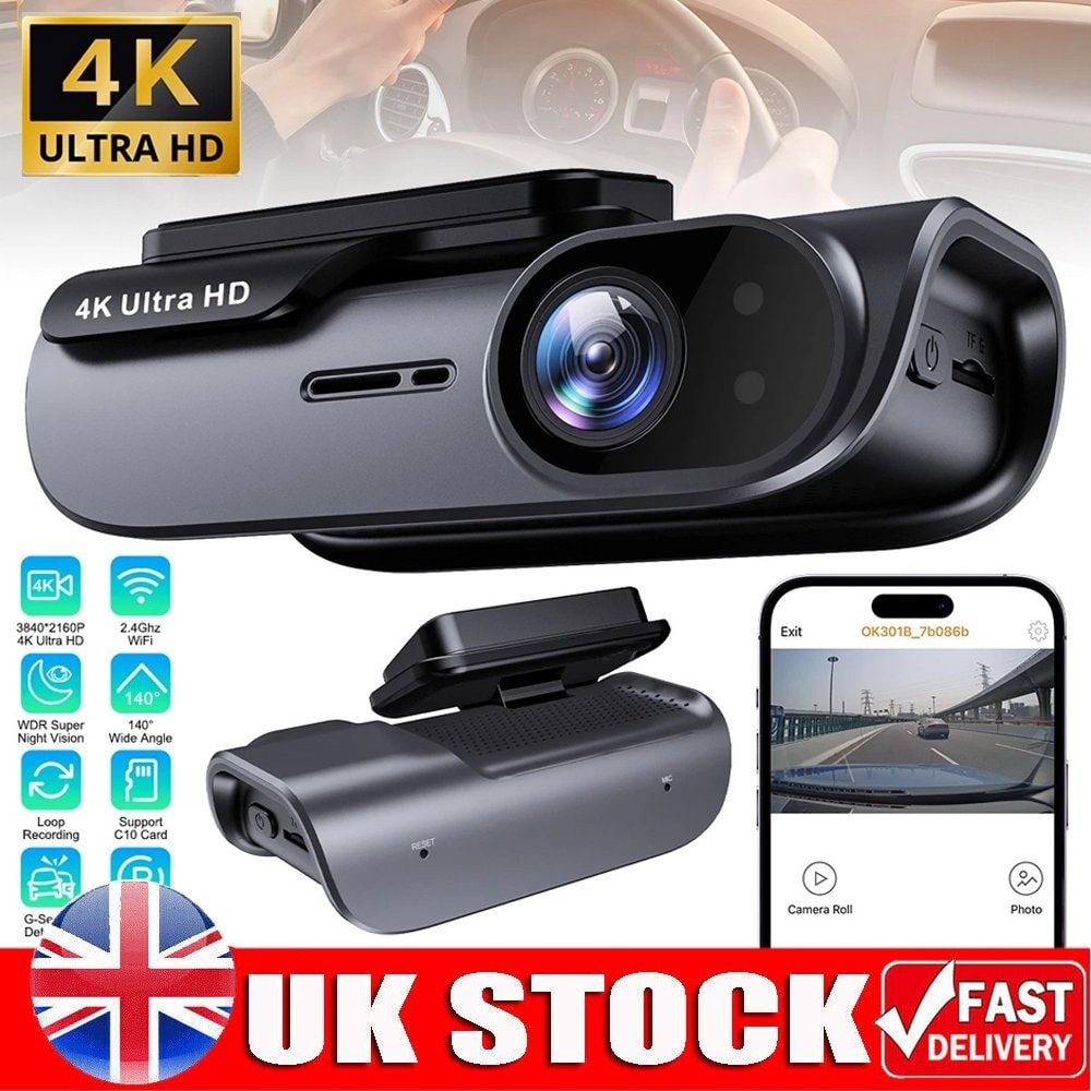 HD 4K Dash Cam Wired WiFi Front Car DVR Camera Video Recorder G-Sensor UK
