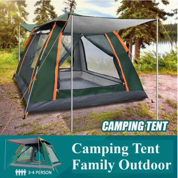 3-4 Person Automatic Pop Up Tent Easy Setup Family Outdoor Camping & Shelter UK