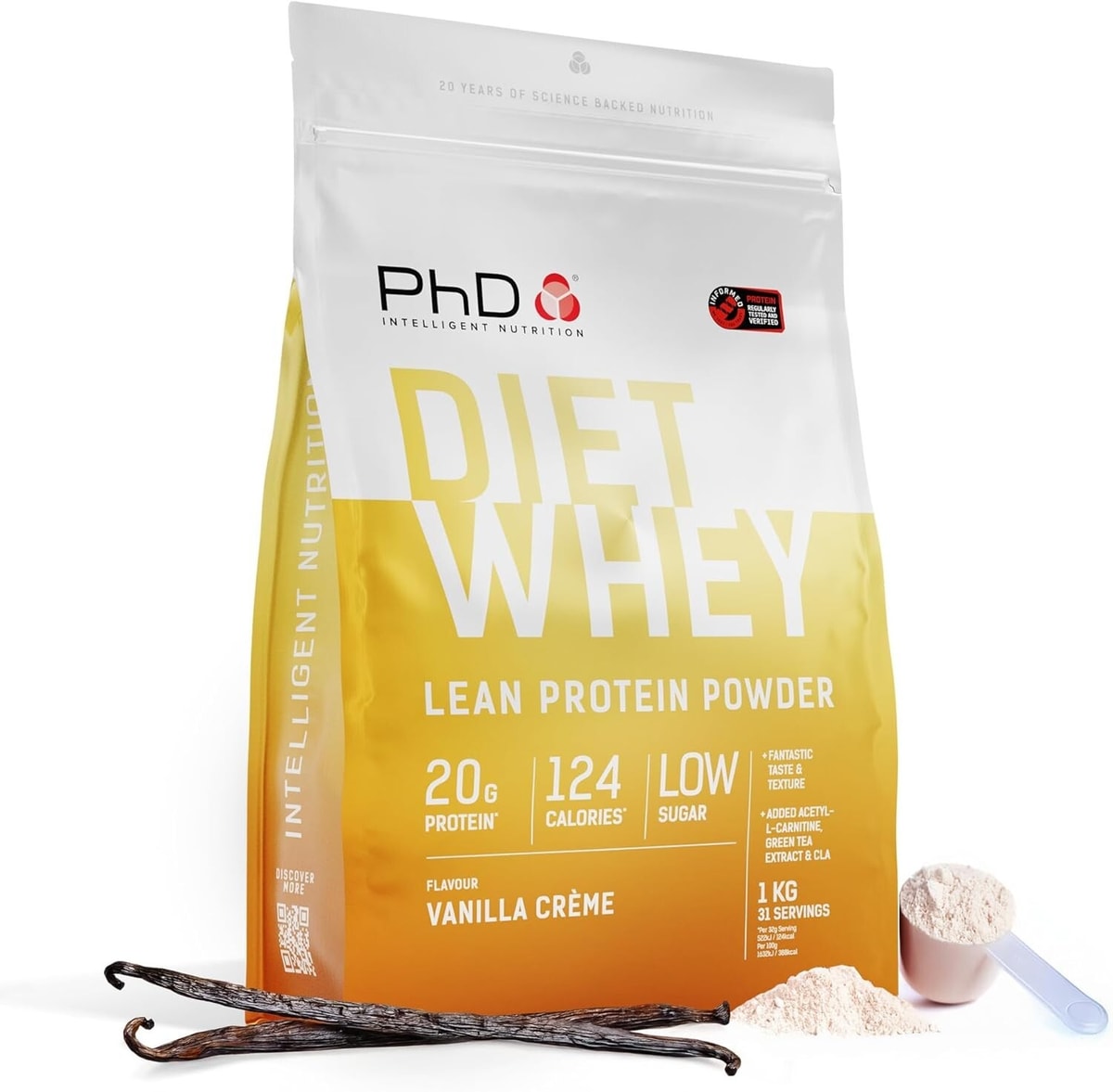 PhD Nutrition Diet Whey Vanilla Creme Protein Powder 1kg. BBE 01/27
