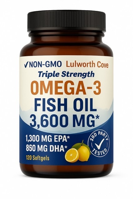 Omega-3 Fish Oil 3600mg High Strength Supplement - EPA & DHA 120 Softgels